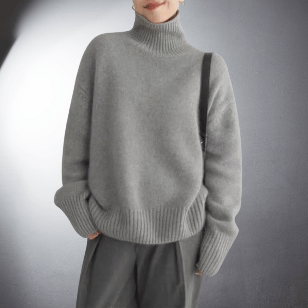 Solvejna | Damen Rollkragen-Strickpullover Oversize - Cream - Image 2