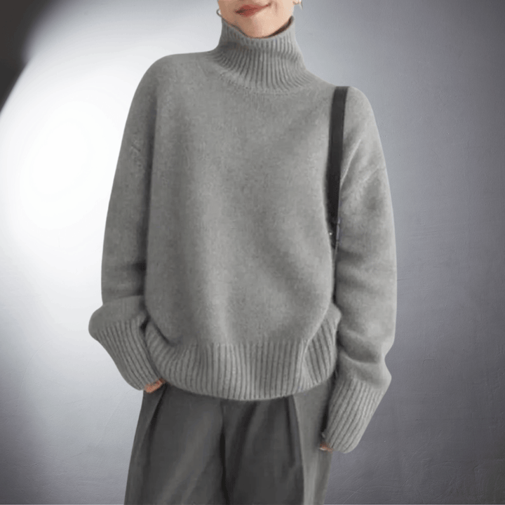 Solvejna | Damen Rollkragen-Strickpullover Oversize - Cream - Image 2