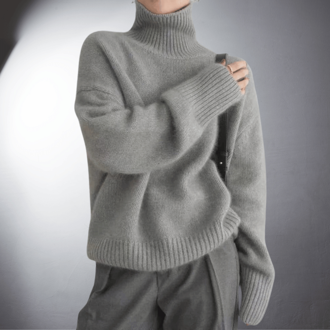 Solvejna | Damen Rollkragen-Strickpullover Oversize - Cream - Image 5