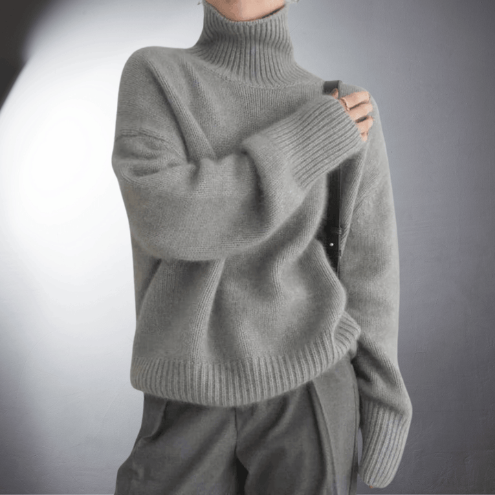 Solvejna | Damen Rollkragen-Strickpullover Oversize - Cream - Image 5