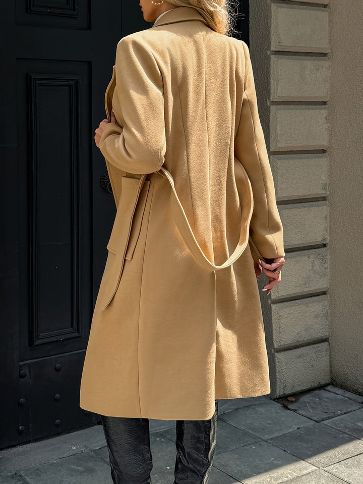 Soraya | Damen Wintermantel mit Gürtel - Camel - Image 2