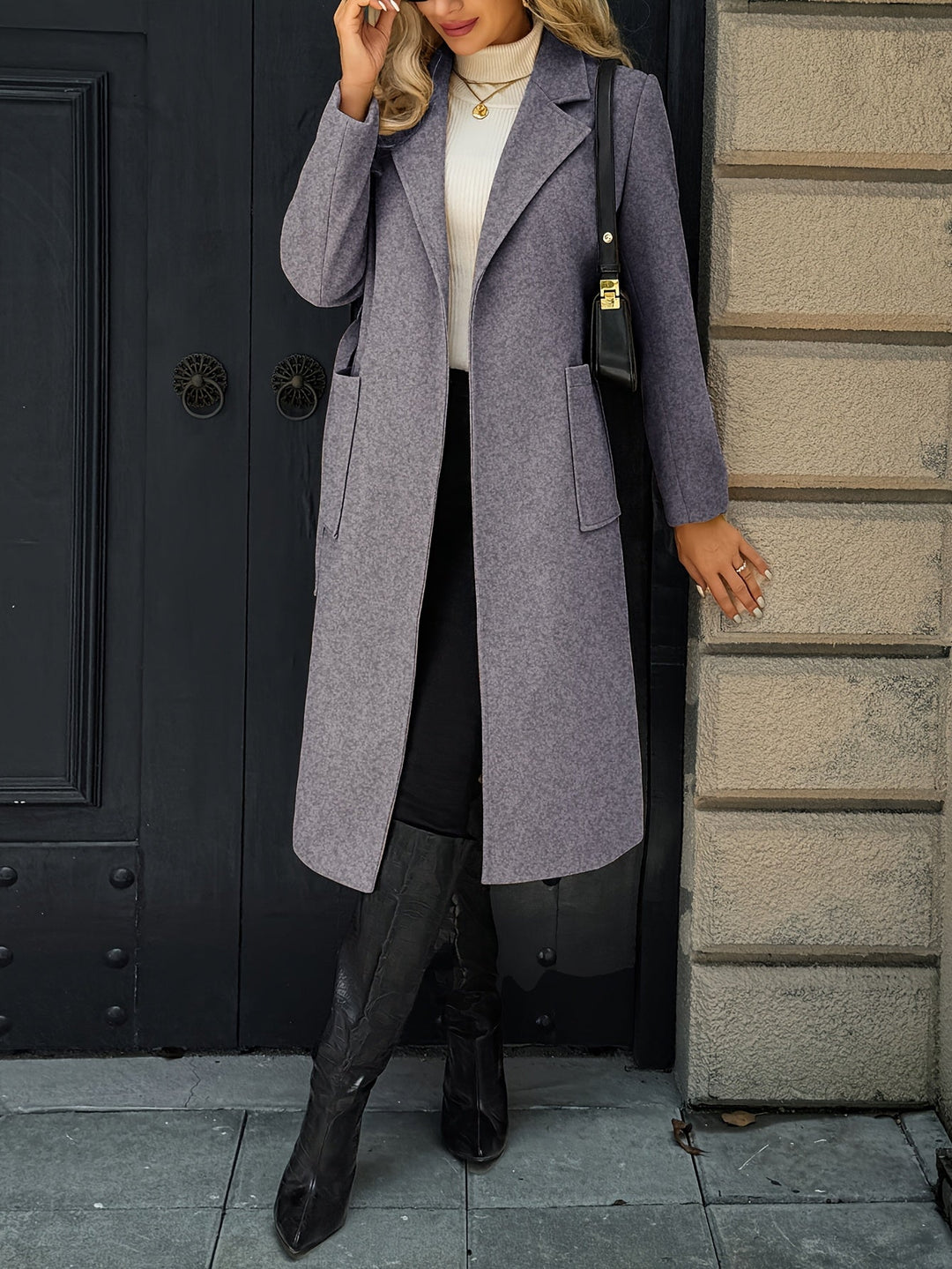 Soraya | Damen Wintermantel mit Gürtel - Camel - Image 22