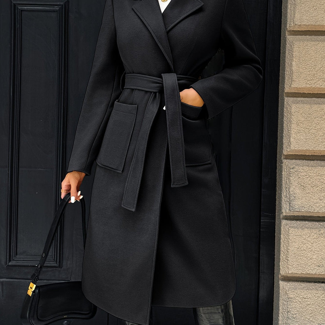 Soraya | Damen Wintermantel mit Gürtel - Camel - Image 26