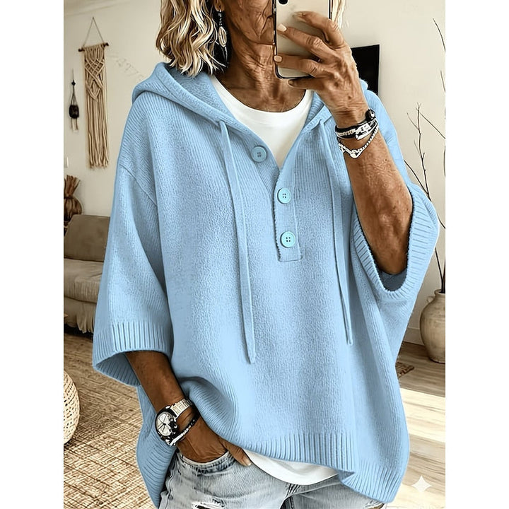 Sorvild | Damen Kapuzenpullover Oversize Strickpullover - Light Blue - Image 1