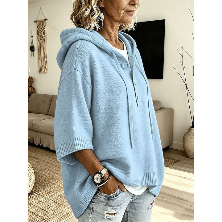 Sorvild | Damen Kapuzenpullover Oversize Strickpullover - Light Blue - Image 2