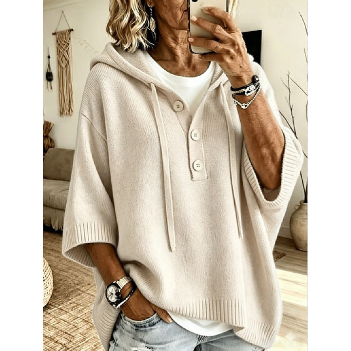 Sorvild | Damen Kapuzenpullover Oversize Strickpullover - Light Blue - Image 6