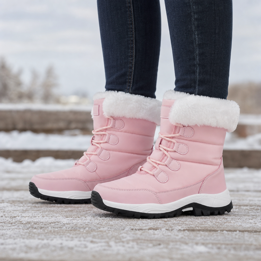 Sylveke | Damen Winterstiefel Gefüttert Schneestiefel - Light Pink - Image 1