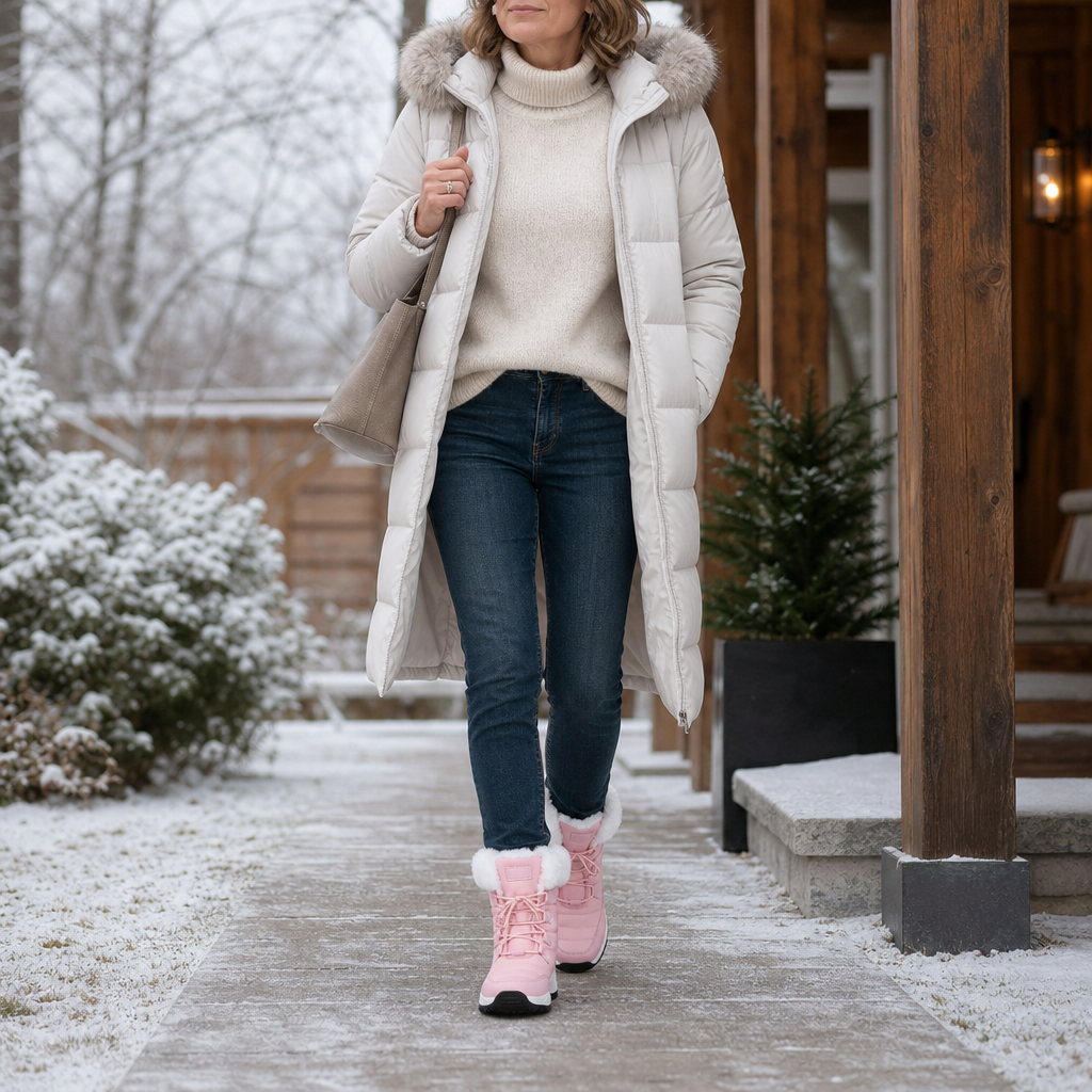Sylveke | Damen Winterstiefel Gefüttert Schneestiefel - Light Pink - Image 2
