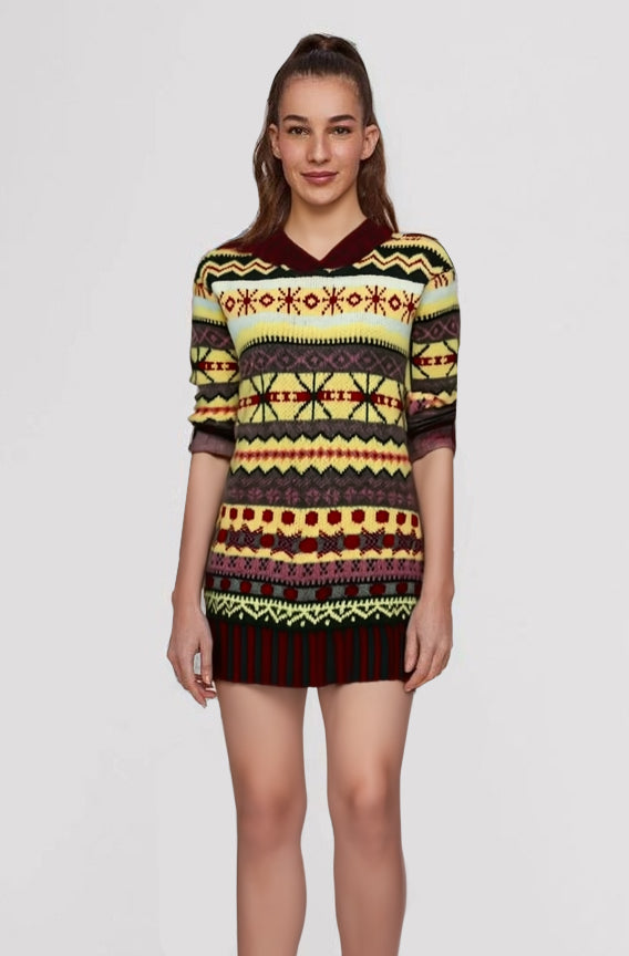 Sylvekra | Damen Strickkleid Nordisches Muster Mini - Image 2