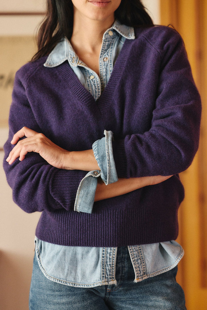 Sylvorne | Damen Strickpullover mit V-Ausschnitt - Purple - Image 2