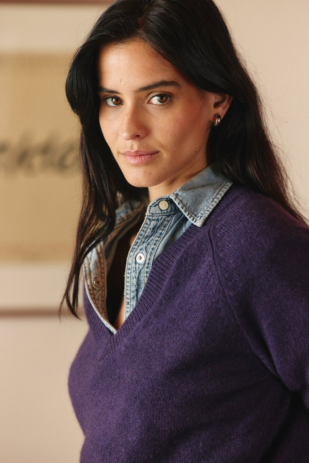 Sylvorne | Damen Strickpullover mit V-Ausschnitt - Purple - Image 4
