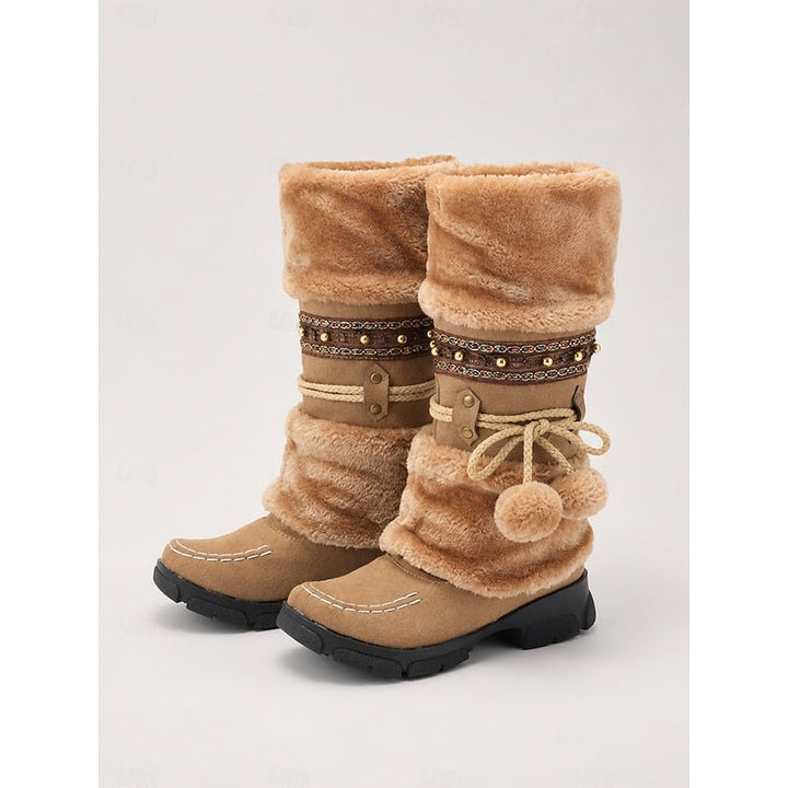 Telvaine | Damen Winterstiefel mit Felloptik - Camel - Image 1