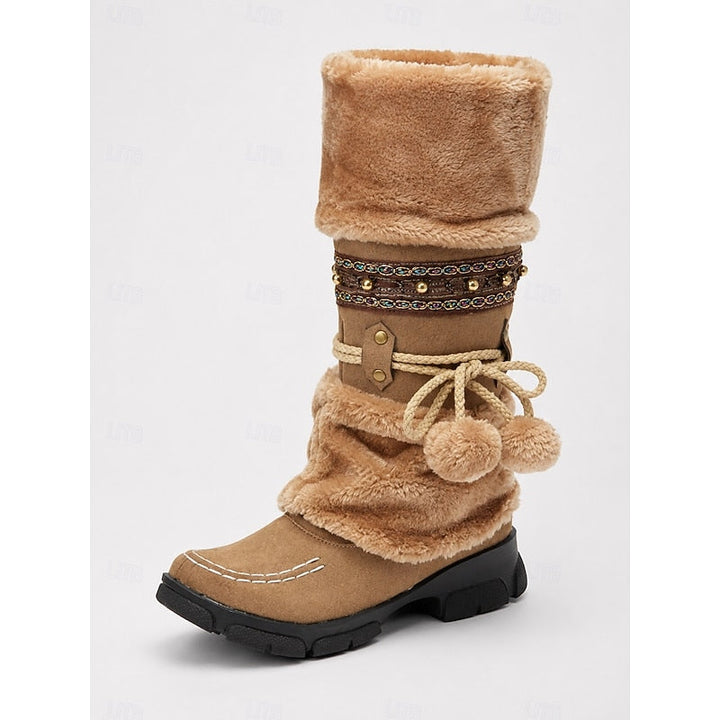 Telvaine | Damen Winterstiefel mit Felloptik - Camel - Image 4
