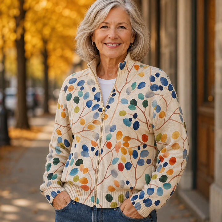 Telvara | Damen Strickjacke mit Botanical Print - Image 3