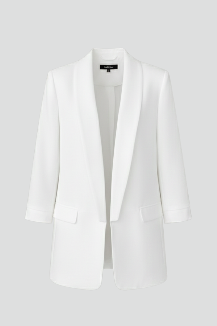 Thelvara | Damen Longblazer Weiß mit Schalkragen - White - Image 1