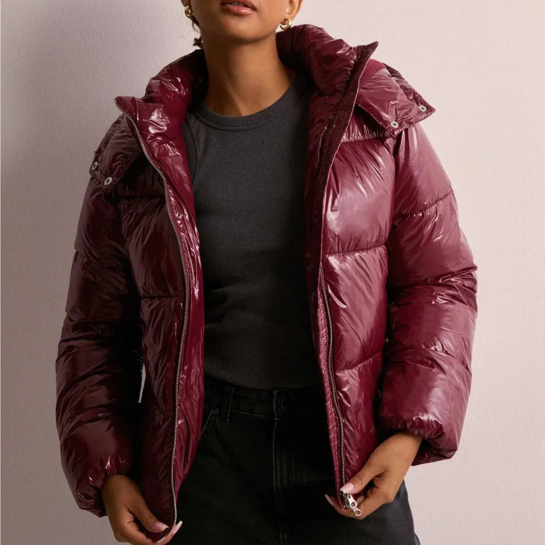 Thelvara | Damen Winterjacke Gesteppte Steppjacke - Burgundy - Image 6