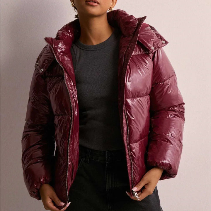 Thelvara | Damen Winterjacke Gesteppte Steppjacke - Burgundy - Image 6