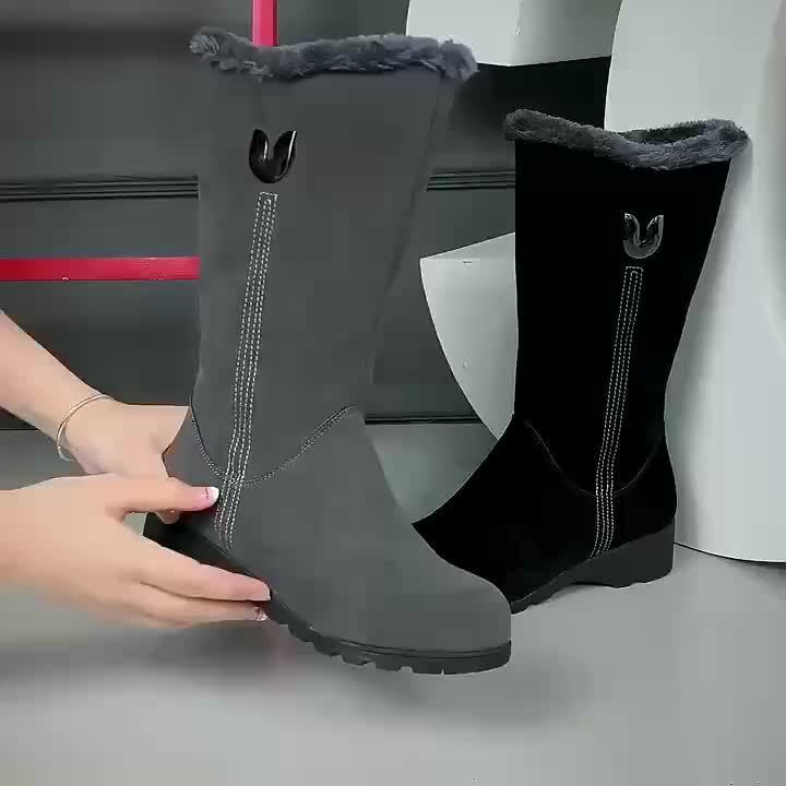 Thelvind | Damen Winterstiefel Gefüttert Wadenhoch - Black - Image 10