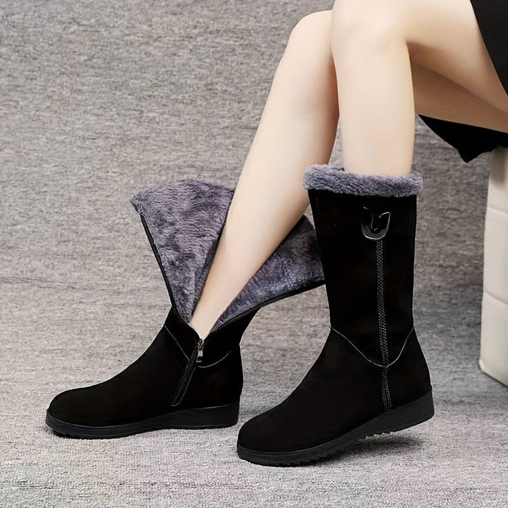 Thelvind | Damen Winterstiefel Gefüttert Wadenhoch - Black - Image 2