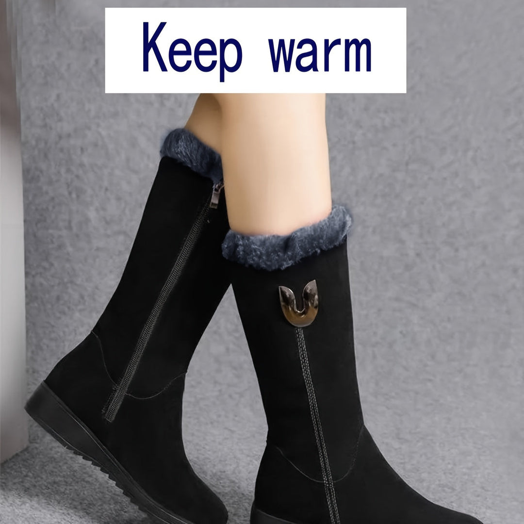 Thelvind | Damen Winterstiefel Gefüttert Wadenhoch - Black - Image 6