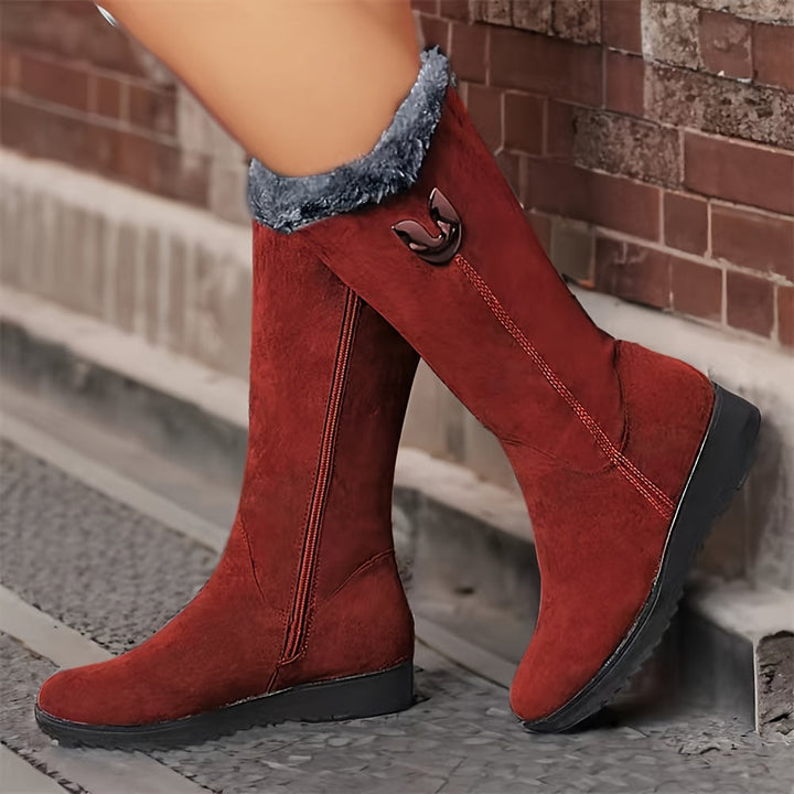Thelvind | Damen Winterstiefel Gefüttert Wadenhoch - Black - Image 7