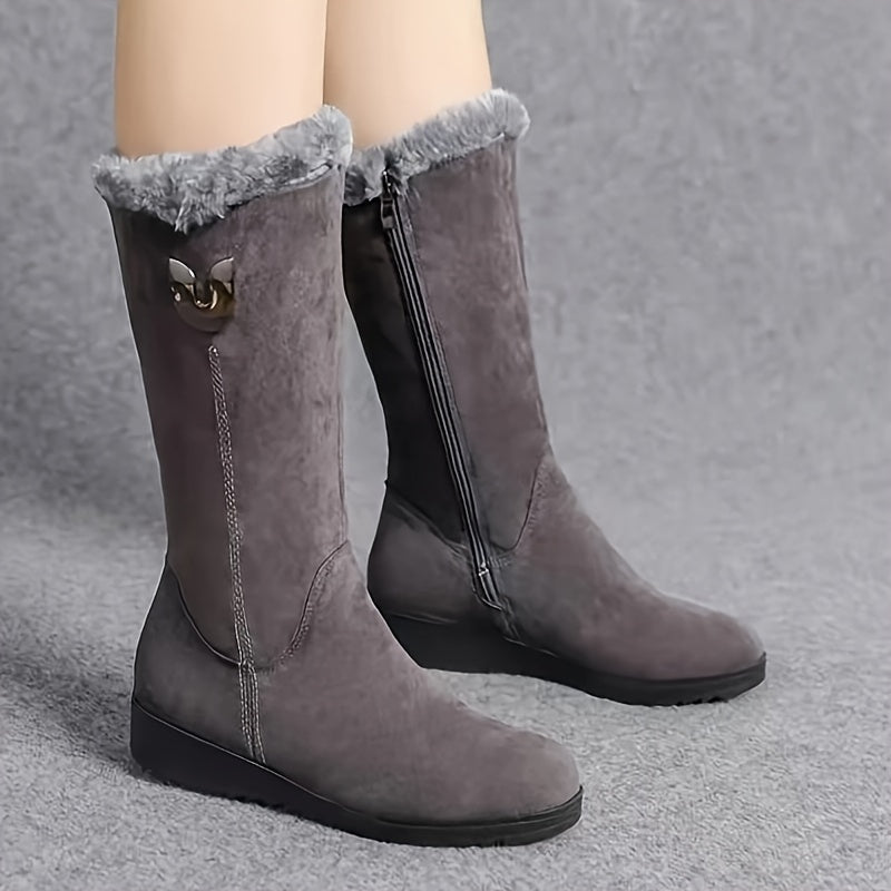 Thelvind | Damen Winterstiefel Gefüttert Wadenhoch - Black - Image 8