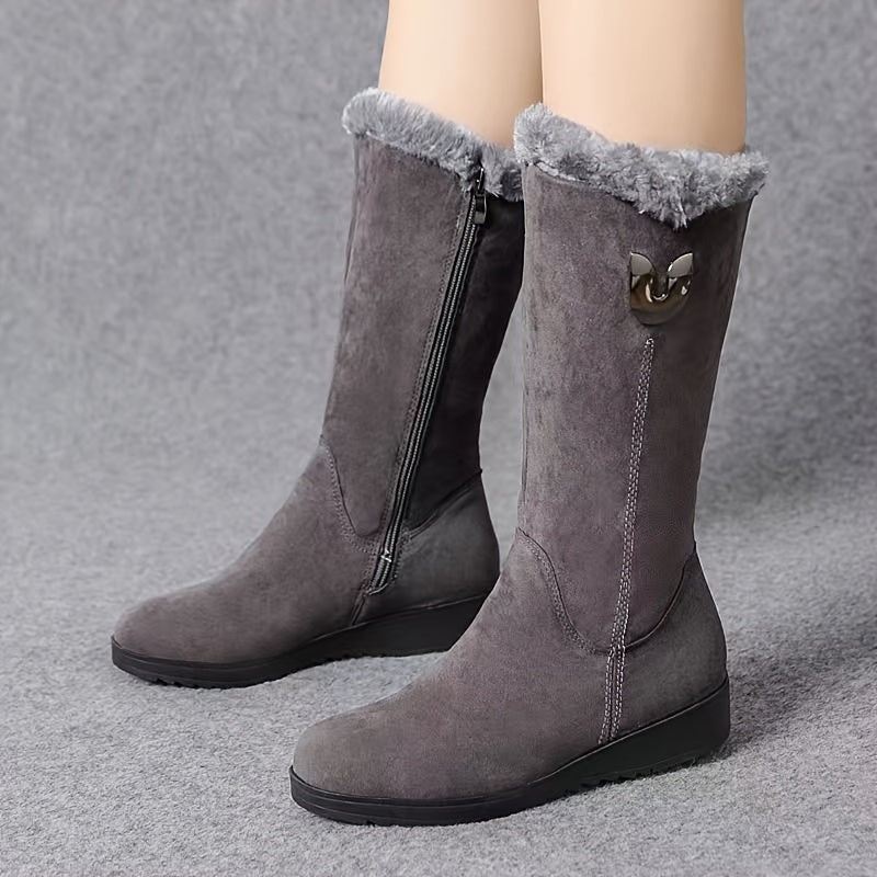 Thelvind | Damen Winterstiefel Gefüttert Wadenhoch - Black - Image 9