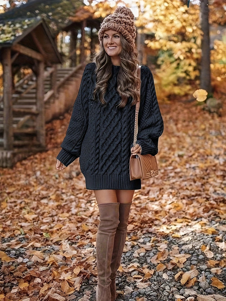 Thelvine | Damen Oversize Strickkleid Grobstrick - Dark Grey - Image 5