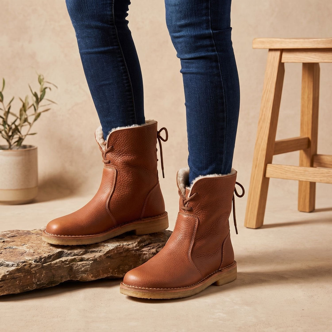 Thelvona | Damen Winterstiefel Fleecegefüttert Mid-Calf - Brown - Image 1