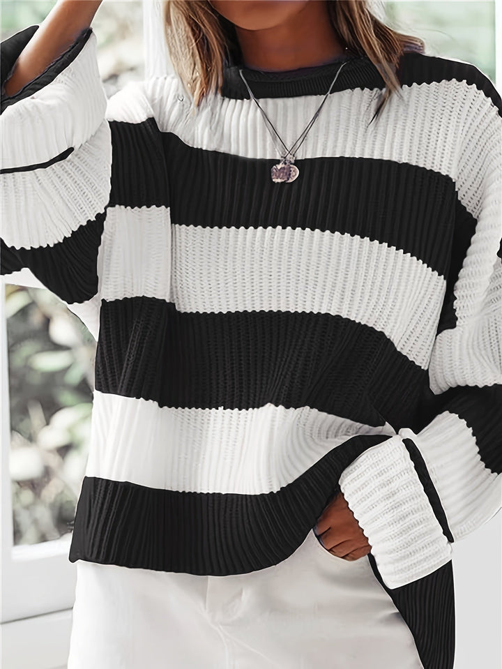 Thordina | Damen Oversize Strickpullover Gestreift - Image 10