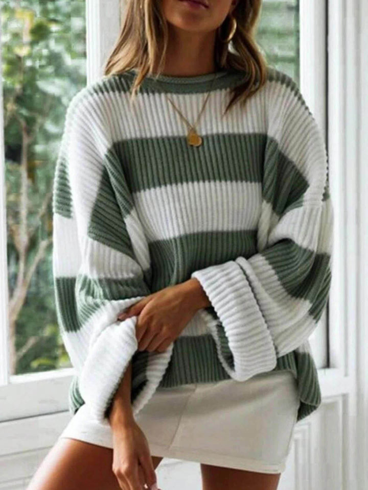 Thordina | Damen Oversize Strickpullover Gestreift - Image 11