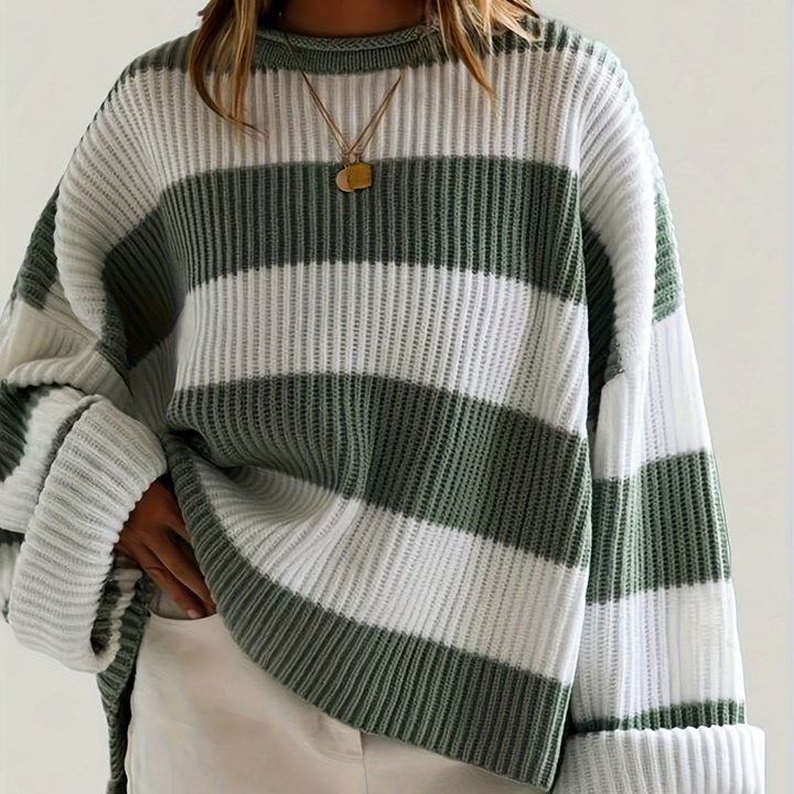 Thordina | Damen Oversize Strickpullover Gestreift - Image 12