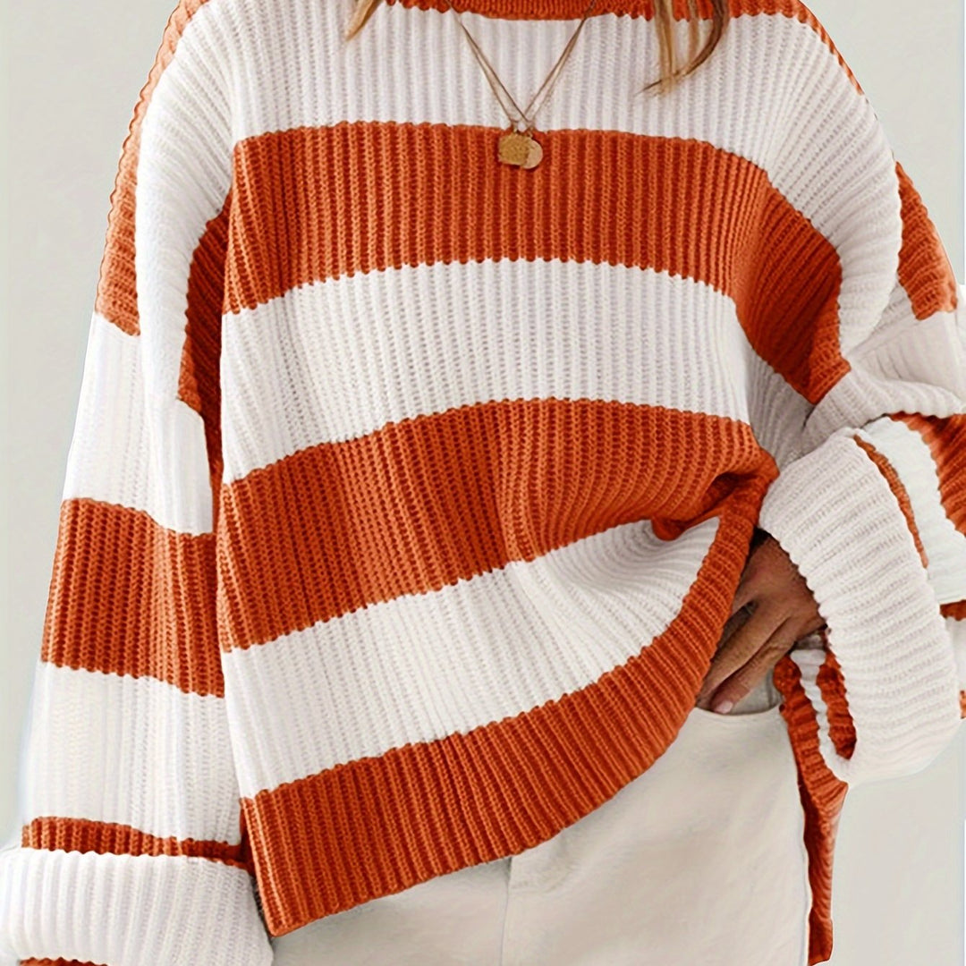 Thordina | Damen Oversize Strickpullover Gestreift - Image 13