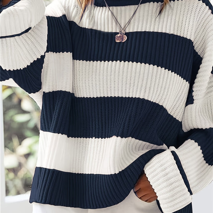 Thordina | Damen Oversize Strickpullover Gestreift - Image 14