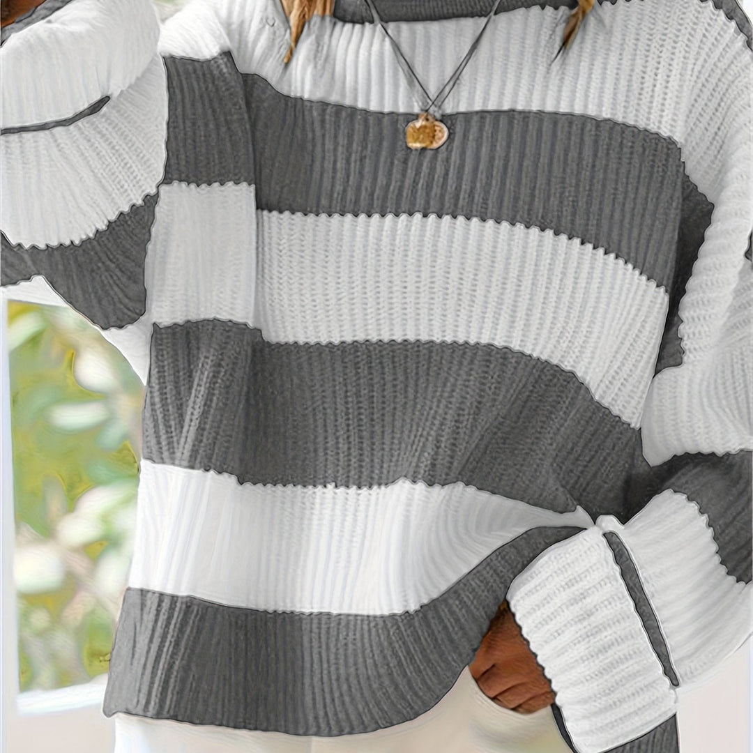 Thordina | Damen Oversize Strickpullover Gestreift - Image 15
