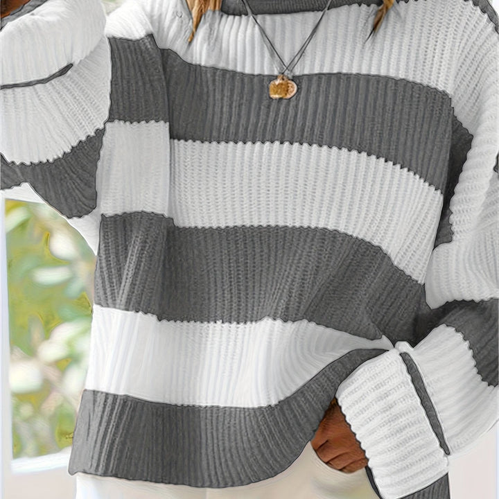 Thordina | Damen Oversize Strickpullover Gestreift - Image 15