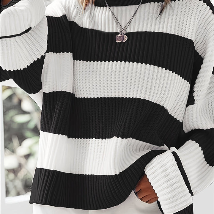 Thordina | Damen Oversize Strickpullover Gestreift - Image 16