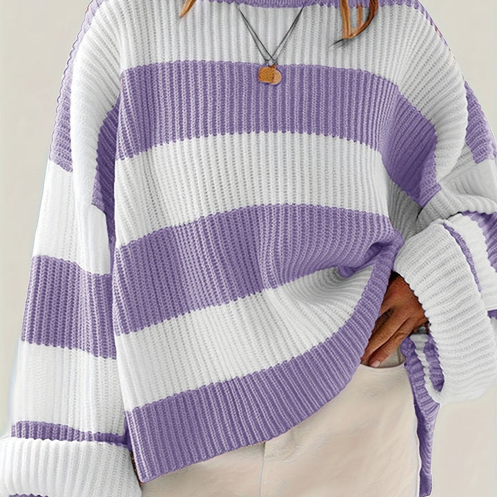 Thordina | Damen Oversize Strickpullover Gestreift - Image 17