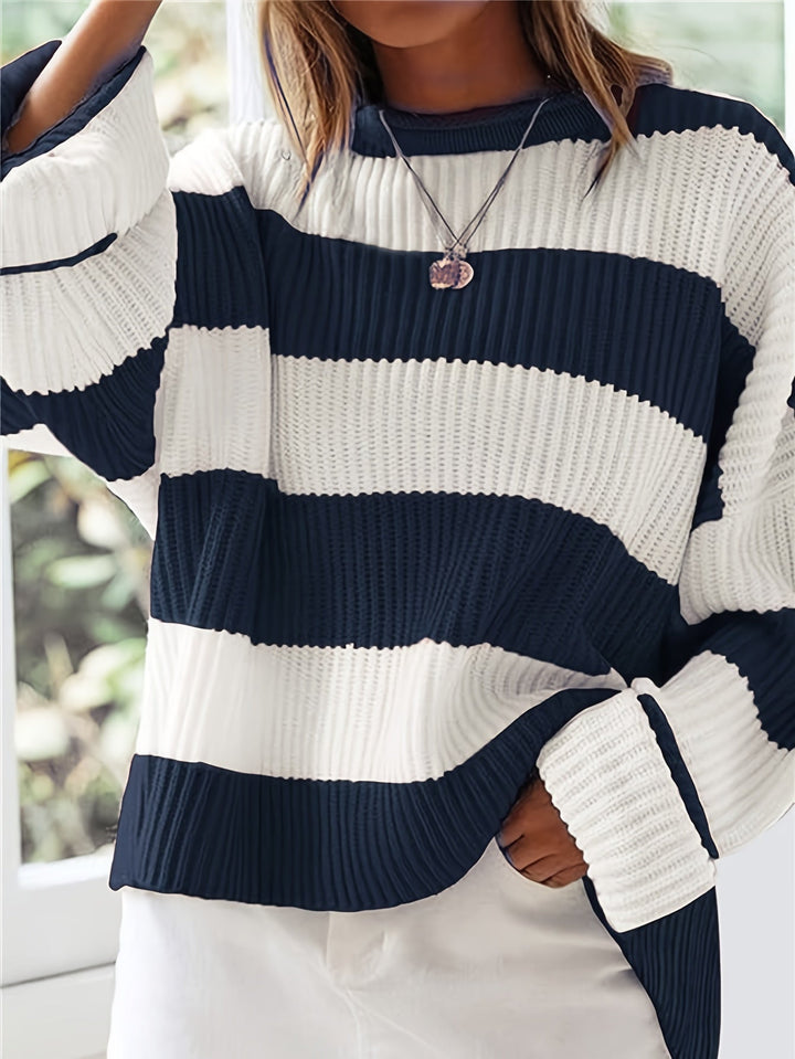 Thordina | Damen Oversize Strickpullover Gestreift - Image 5