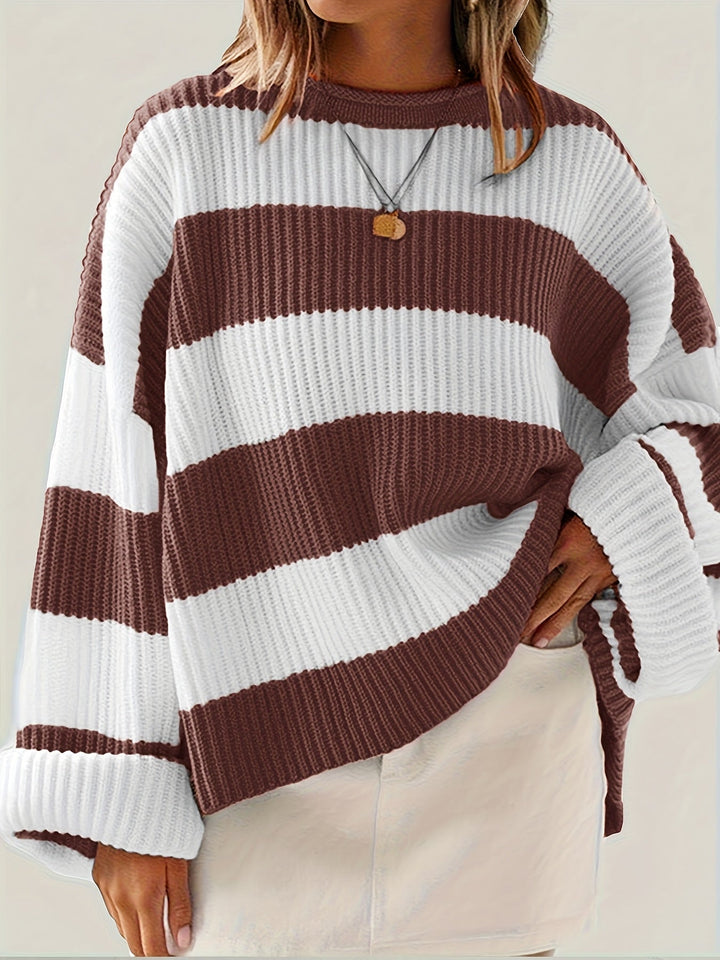 Thordina | Damen Oversize Strickpullover Gestreift - Image 7
