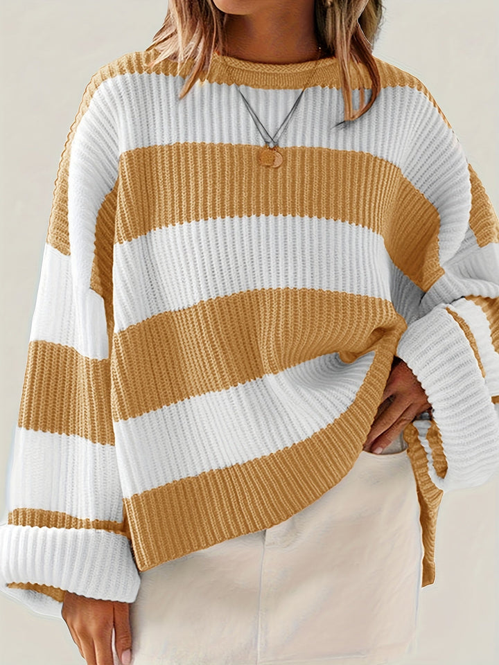Thordina | Damen Oversize Strickpullover Gestreift - Image 9