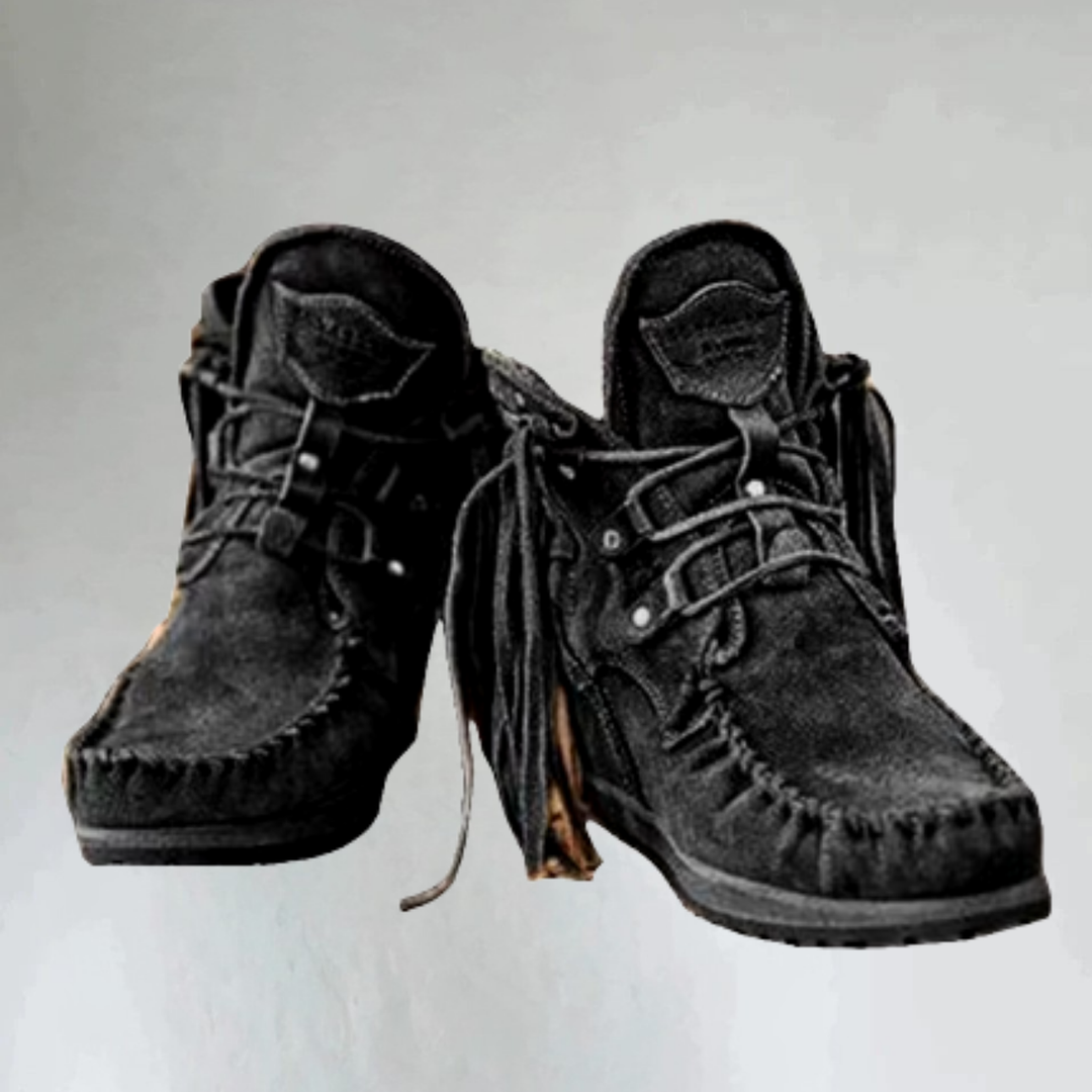 Thordvaine | Damen Wildleder Stiefelette mit Fransen - Image 2