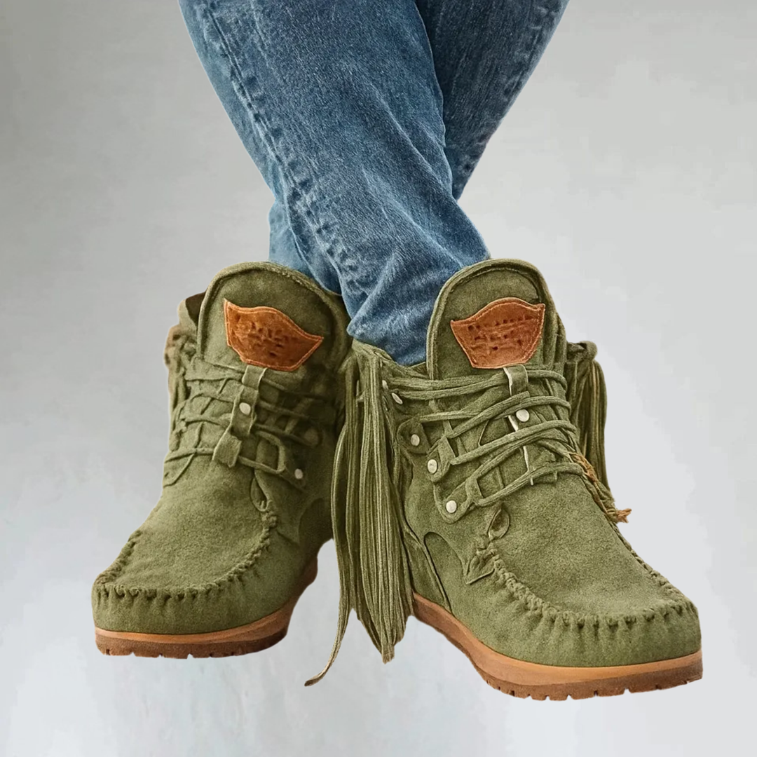 Thordvaine | Damen Wildleder Stiefelette mit Fransen - Image 4