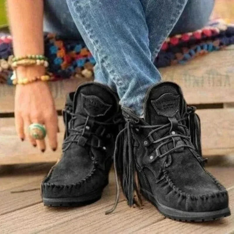 Thordvaine | Damen Wildleder Stiefelette mit Fransen - Image 6