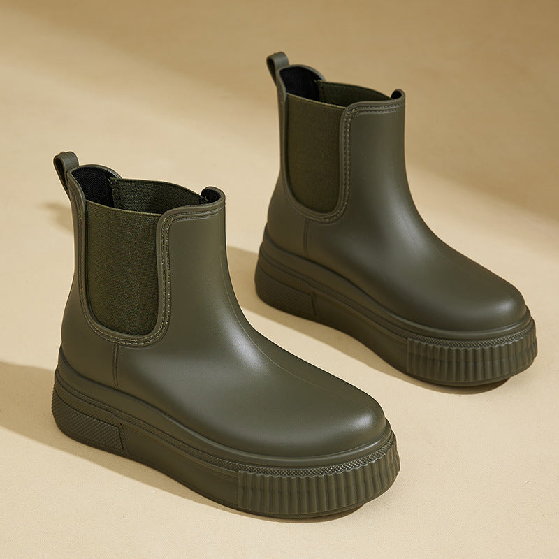 Thordvala | Damen Chelsea Plateau Winterstiefel - Olive Green - Image 1