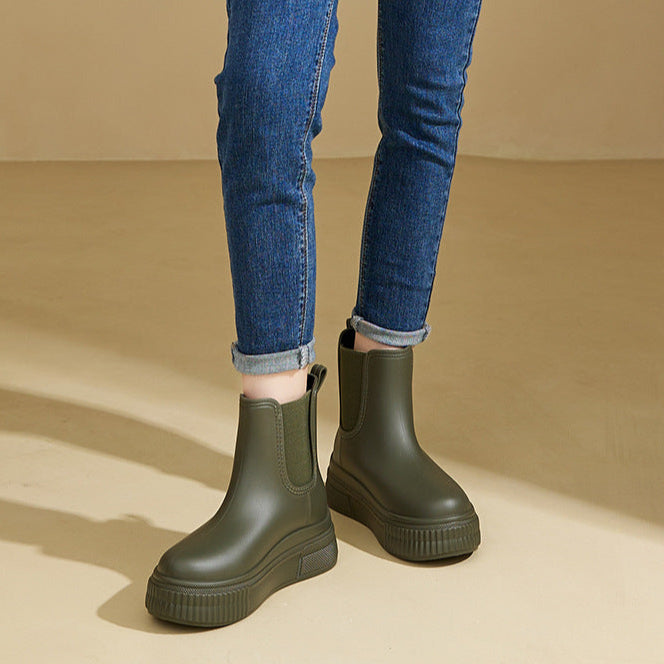 Thordvala | Damen Chelsea Plateau Winterstiefel - Olive Green - Image 5