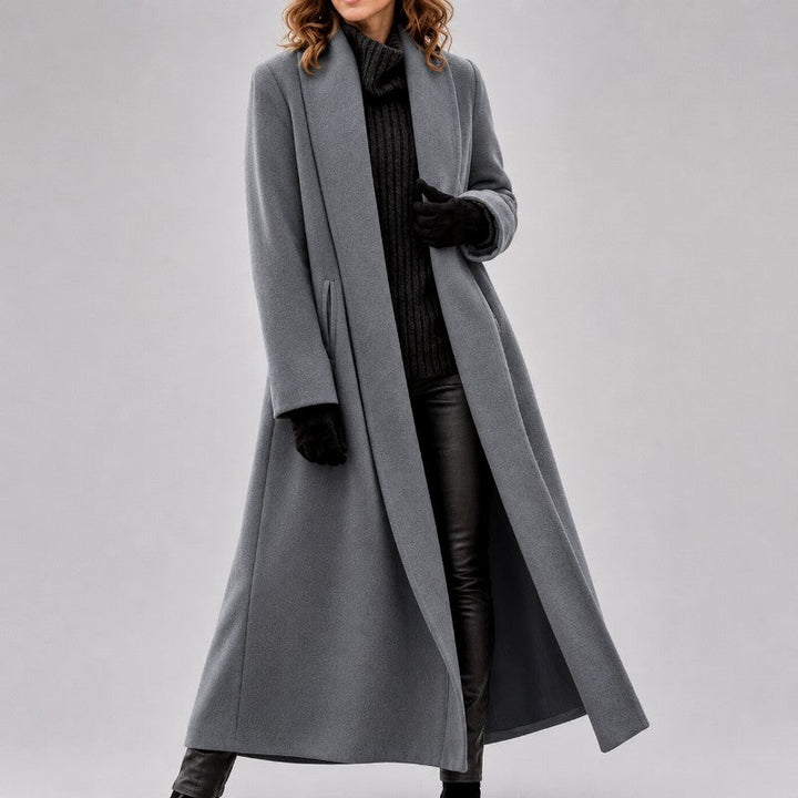 Thordvala | Damen Langer Wintermantel Schalkragen - Grey - Image 1