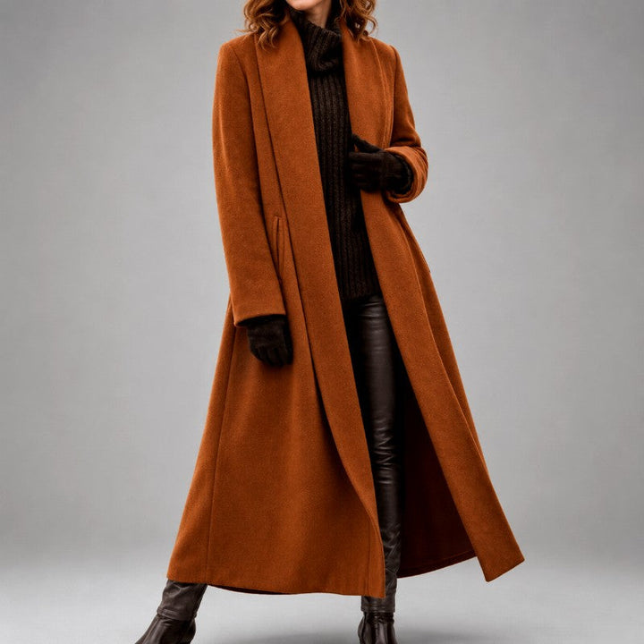 Thordvala | Damen Langer Wintermantel Schalkragen - Grey - Image 2