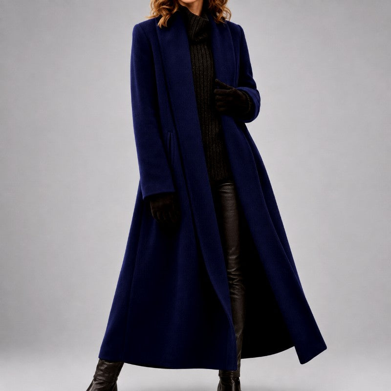 Thordvala | Damen Langer Wintermantel Schalkragen - Grey - Image 5