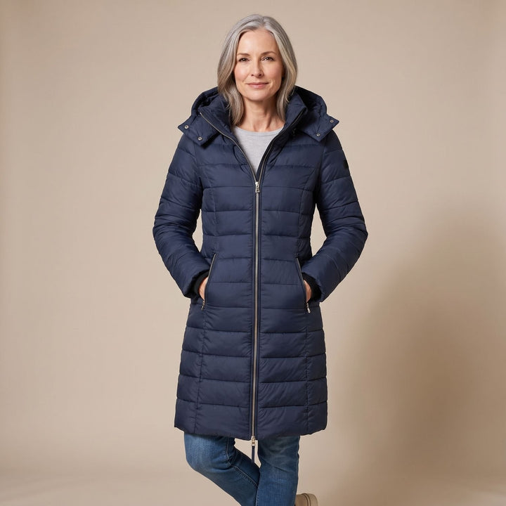 Thordvala | Damen Winterjacke Gesteppte Midi-Steppjacke - Navy - Image 1